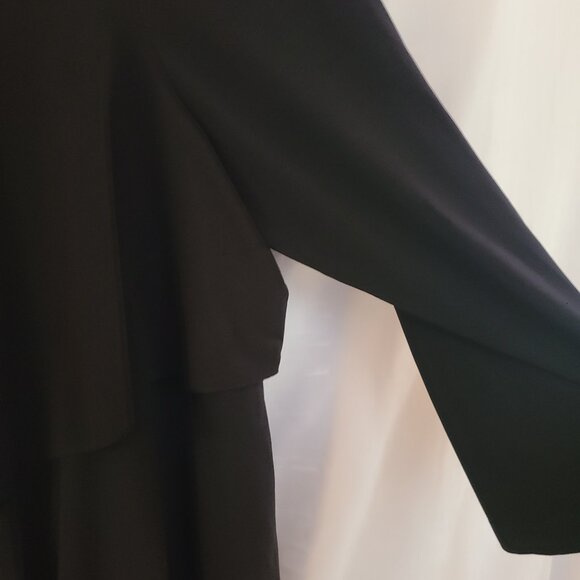 Susan Graver Blouse Black SZ XL Tiered Liquid Knit 3/4 Sleeve - Picture 4 of 5